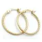 Preview: Creole Ohrring 23x1,5mm Bügelverschluss Muster glänzend diamantiert 9Kt GOLD