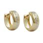 Preview: Creole Ohrring 12x5mm Klappscharnier bicolor diamantiert 9Kt GOLD