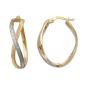 Preview: Creole Ohrring 26x7mm gekreuzt bicolor teil-rhodiniert mattiert 9Kt GOLD Preview: Creole Ohrring 26x7mm gekreuzt bicolor teil-rhodiniert mattiert 9Kt GOLD
