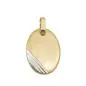 Preview: Anhänger 18x13mm Gravurplatte oval bicolor rhodiniert diamantiert 9Kt GOLD