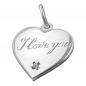 Preview: Anhänger 16mm Herz mit Schriftzug - I love you- und Zirkonia glänzend Silber 925 Preview: Anhänger 16mm Herz mit Schriftzug - I love you- und Zirkonia glänzend Silber 925