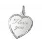 Preview: Anhänger 20x17mm Herz mit Gravur -I love you- Silber 925 Preview: Anhänger 20x17mm Herz mit Gravur -I love you- Silber 925
