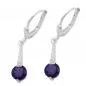 Preview: Ohrbrisur Ohrhänger Ohrringe 29x5mm synthetischer Amethyst mit Zirkonia Silber 925