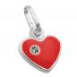 Preview: Anhänger 9mm Herz rot lackiert mit Glasstein Silber 925