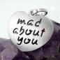 Preview: Anhänger 19x21mm Herz mit Inschrift - mad about you - mattiert rhodiniert Silber 925