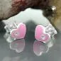 Preview: Ohrstecker Ohrring 6x7mm Kinderohrring Herz pink lackiert Silber 925