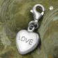 Preview: Anhänger 13x11mm Charm Herz LOVE glänzend rhodiniert Silber 925 Preview: Anhänger 13x11mm Charm Herz LOVE glänzend rhodiniert Silber 925