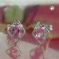 Preview: Ohrstecker Ohrring 8x6mm Rhombus mit Zirkonia pink Silber 925