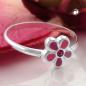 Preview: Ring Kinderring mit Blume pink Silber 925 Ringgröße 44
