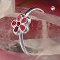 Preview: Ring Kinderring mit Blume rot Silber 925 Ringgröße 44