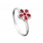 Preview: Ring Kinderring mit Blume rot Silber 925 Ringgröße 44