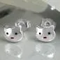 Preview: Ohrstecker Ohrring 5x6mm Kinderohrring Katzenkopf rot-schwarz lackiert glänzend Silber 925