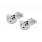Preview: Ohrstecker Ohrring 5x6mm Kinderohrring Katzenkopf rot-schwarz lackiert glänzend Silber 925