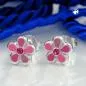 Preview: Ohrstecker Ohrring 65mm Kinderohrring Blume pink-lackiert Silber 925