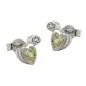 Preview: Ohrstecker Ohrring 8x5mm Herz mit Zirkonia und synthetischem Peridot Silber 925