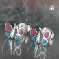 Preview: Ohrstecker Ohrring 7x8mm Kinderohrring Schmetterling hellblau-pink Silber 925