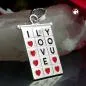 Preview: Anhänger 22x13mm Viereck I-LOVE-YOU rot-schwarz lackiert Silber 925