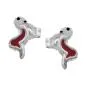 Preview: Ohrstecker Ohrring 10x4mm Kinderohrring Schlange rot-schwarz Silber 925