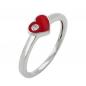 Preview: Ring Kinderring mit rotem Herz und weißen Zirkonia Silber 925 Ringgröße 42