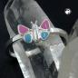 Preview: Ring Kinderring Schmetterling rosa hellblau Silber 925 Ringgröße 44