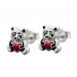 Preview: Ohrstecker Ohrring 7x6mm Kinderohrring Panda Bär farbig lackiert Silber 925