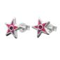 Preview: Ohrstecker Ohrring 8x8mm Kinderohrring Stern pink lackiert mit Glasstein pink Silber 925