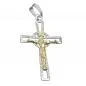 Preview: Anhänger 40x24mm Kreuz Jesus bicolor glänzend diamantiert Silber 925 Preview: Anhänger 40x24mm Kreuz Jesus bicolor glänzend diamantiert Silber 925