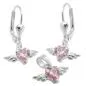 Preview: Set 13x8mm Anhänger und Ohrringe Herz-Zirkonia pink mit Flügeln Silber 925 Preview: Set 13x8mm Anhänger und Ohrringe Herz-Zirkonia pink mit Flügeln Silber 925