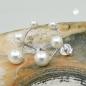 Preview: Ohrstecker Ohrring 16x5mm je 3 Imitat-Perlen auf gebogener Schiene Silber 925