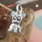 Preview: Anhänger 12x8mm kleiner Hund hellblau farbig lackiert mit Zirkonia Silber 925