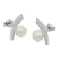 Preview: Ohrstecker 17x9mm Bogen mit Glas-Imitatperle perlweiß Silber 925/000