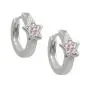 Preview: Creole 12x2mm Klappscharnier Stern mit Zirkonias pink Silber 925