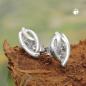 Preview: Ohrstecker Ohrring 9x5mm Blatt matt-glänzend mit Zirkonias Silber 925