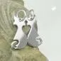 Preview: Anhänger 18x21mm Doppel Katzen glänzend Silber 925 Preview: Anhänger 18x21mm Doppel Katzen glänzend Silber 925