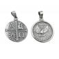 Preview: Anhänger 15mm Medaille Taube christliche Symbole geschwärzt Silber 925