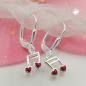 Preview: Ohrbrisur Ohrhänger Ohrringe 24x7mm Musiknote Doppelnoten mit Herz rot Silber 925 Preview: Ohrbrisur Ohrhänger Ohrringe 24x7mm Musiknote Doppelnoten mit Herz rot Silber 925