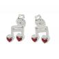 Preview: Ohrstecker Ohrringe 6x7mm Musiknote Doppelnoten mit Herz rot Silber 925