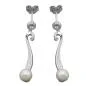 Preview: Ohrstecker Ohrring 34x6mm Ohrhänger mit Zuchtperle 6mm und Zirkonia rhodiniert Silber 925