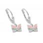 Preview: Ohrbrisur Ohrhänger Ohrringe 19x6mm Schmetterling rosa lackiert mit Zirkonia Silber 925