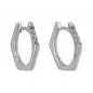 Preview: Ohrring Creole 15x14x15mm Klappscharnier seckseckig 4 weiße Zirkonias Silber 925