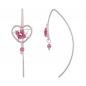 Preview: Ohrhaken Ohrring 33x105mm Herz mit Geflecht und rosa Glassteinen Silber 925