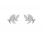 Preview: Ohrstecker Ohrring 11x6mm Blatt mit Zirkonias Silber 925