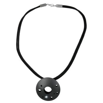 Kette 48mm Metallanhänger Lochring anthrazitfarben Kordel schwarz 50cm