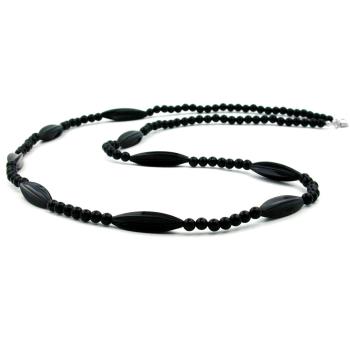 Kette 30x9mm Rillenolive Kunststoff schwarz glänzend 80cm