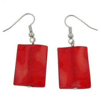 Ohrhaken Ohrhänger Ohrringe 45x17mm Viereck Kunststoff rot seidig-glänzend