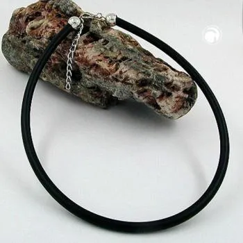 Rundschnur 6mm Vollgummikette Naturkautschuk Verschluss silberfarbig 40cm