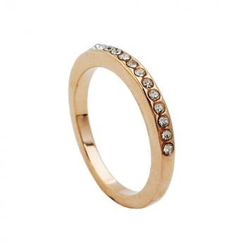 Ring 2,4mm schmaler Ring mit Glassteinen verziert vergoldet Ringgröße 54
