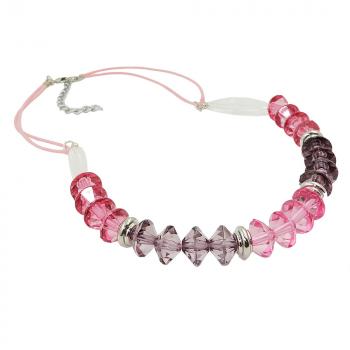 Kette, Facettenperle rosa-pink, Kordel, 45cm