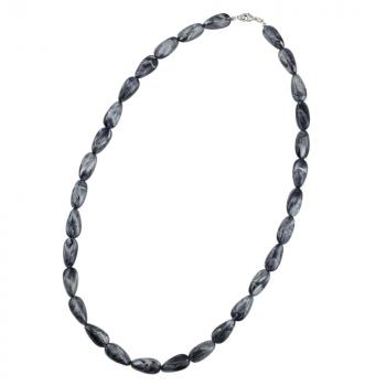 Kette 20x10mm Winkelperle Kunststoff grau-silber-marmoriert glänzend 60cm