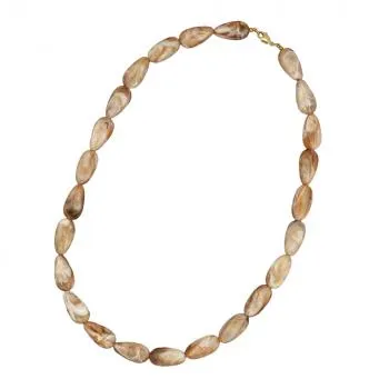Kette Winkelperle braun-natur-marmiert